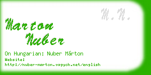 marton nuber business card